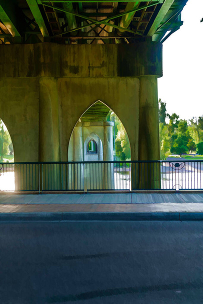 Illustration eines Schleiers unter einer Brücke in Salem, Oregon. - Foto, Bild
