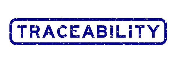 Grunge bleu traçabilité mot caoutchouc sceau timbre sur fond blanc - Vecteur, image