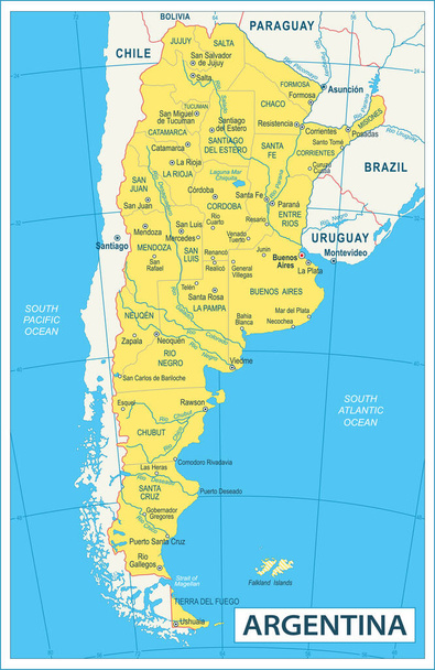 Argentiinan kartta - erittäin yksityiskohtainen vektoriesimerkki - Vektori, kuva