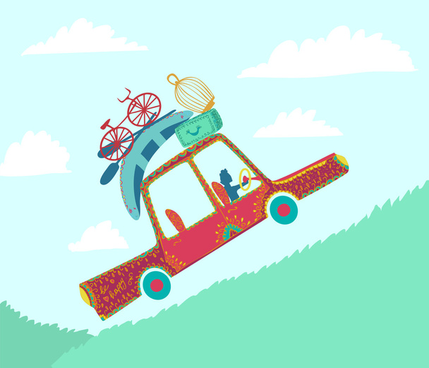 Travel by car illustration - Foto, imagen