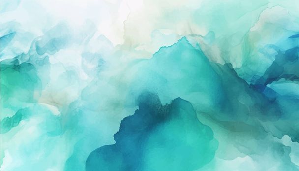 Watercolor background with turquoise, teal wash and splashes. Abstract vector illustration. Can be used for advertisingeting, presentation, design.  - Vektor, kép