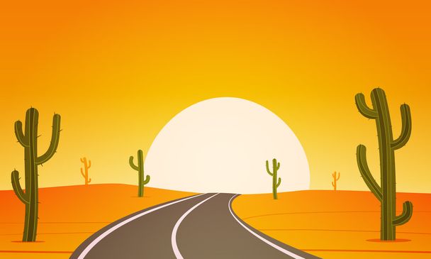 Пустынная дорога - Вектор,изображение