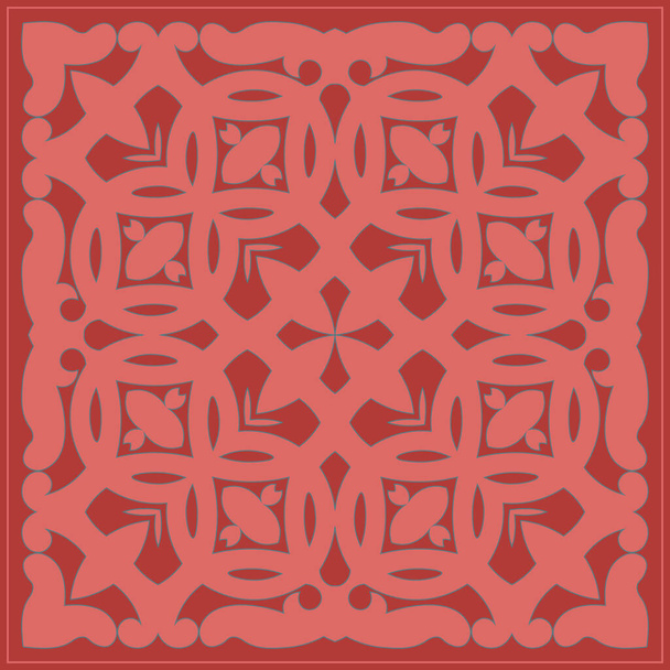 Decorative square pattern. Oriental vintage square motif. The ornament of ethnic style. Asian decor for pillow, textile,scarf, carpet, tile, and print design. Workpiece for your design. - Вектор,изображение