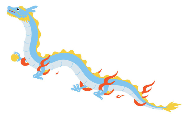 Материал новогодних открыток на год дракона 2024, дракон восходящий в небо, без линии, векторная иллюстрация - Вектор,изображение