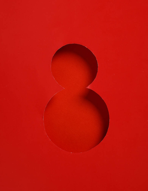 World Women's Day. Hole paper space in the shape of the number 8 - Photo, image