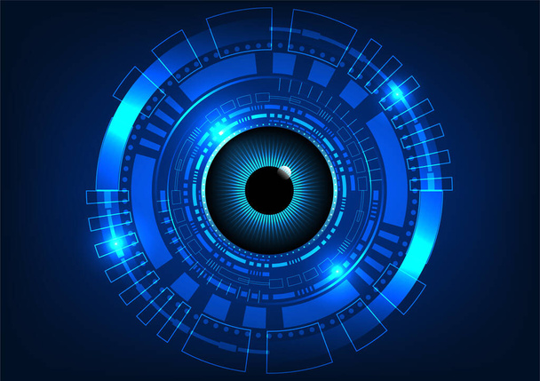 Technology eye with technology circle The concept of searching for information through the internet network Finds information at any time to use in solving problems. Vector eyes surrounded by neon lights - Vektor, Bild