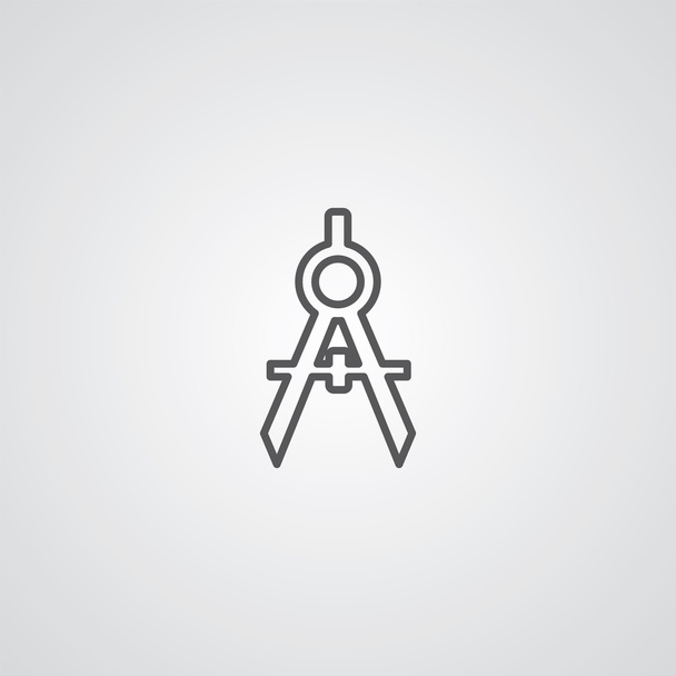 компасы контур символ, темный на белом фоне, шаблон логотипа
 - Вектор,изображение