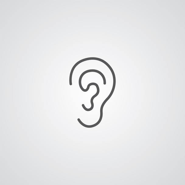 símbolo del contorno de la oreja, oscuro sobre fondo blanco, plantilla de logotipo
 - Vector, imagen
