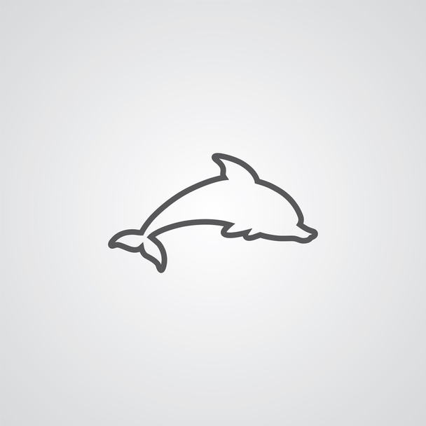 Delphin Umrisssymbol, dunkel auf weißem Hintergrund, Logo templat - Vektor, Bild