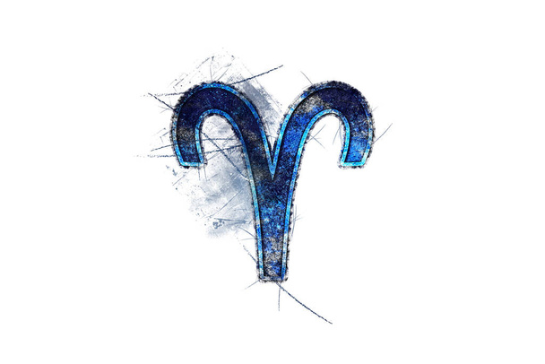 Aries zodiac sign, Horoscope Astrology background, Aries horoscope symbol, blue symbol on white background - Foto, Bild