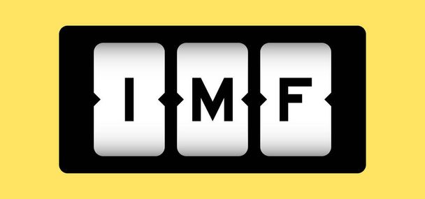 Fekete szín a szó IMF (rövidítése Nemzetközi Valutaalap) a rés banner sárga színű háttér - Fotó, kép