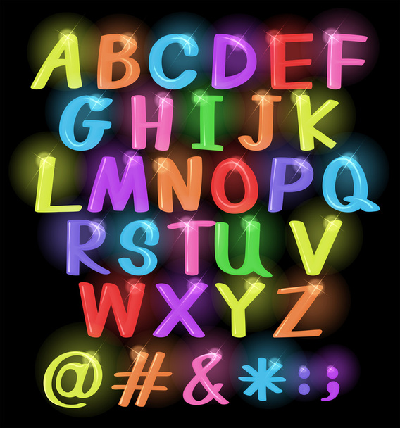 Neon gekleurde letters - Vector, afbeelding