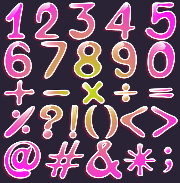 Colourful numbers and symbols - Вектор, зображення