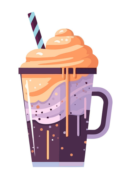 A refreshing milkshake with chocolate icon isolated - Vetor, Imagem
