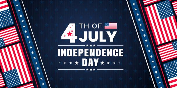 4 juli United States Independence Day viering promotie reclame achtergrond, poster, kaart of banner sjabloon met Amerikaanse vlag en typografie. Onafhankelijkheidsdag USA feestelijke decoratie. - Vector, afbeelding