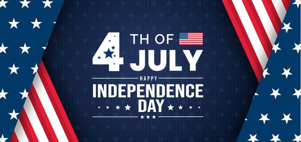 4η Ιουλίου Ημέρα Ανεξαρτησίας των Ηνωμένων Πολιτειών προώθηση διαφήμιση φόντο, αφίσα, κάρτα ή banner πρότυπο με αμερικανική σημαία και τυπογραφία. Ημέρα Ανεξαρτησίας ΗΠΑ εορταστική διακόσμηση. - Διάνυσμα, εικόνα
