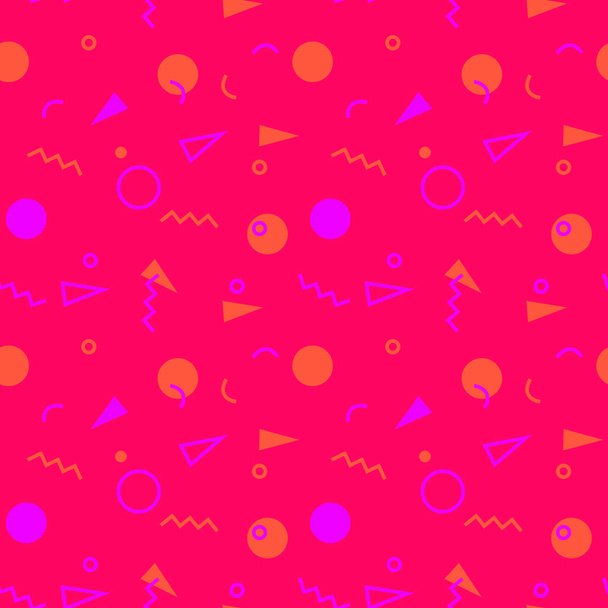 Seamless pattern with 80s memphis style and vibrant psychedelic colors - Vektori, kuva
