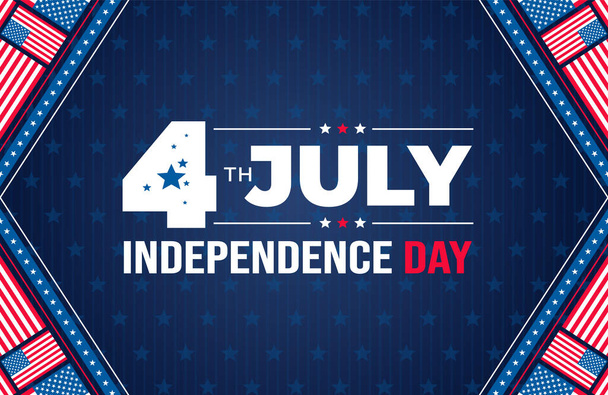 4 Temmuz Bağımsızlık Günü kutlamaları reklam arkaplanı, poster, kart ya da afiş Amerikan bayrağı ve tipografisi ile kutlanıyor. Bağımsızlık Günü ABD şenlik dekorasyonu. - Vektör, Görsel
