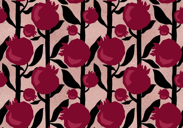 Summer fruit seamless geometric pomegranate pattern for wrapping paper and fabrics and linens and clothes print and fashion textiles. High quality illustration - Foto, Imagem