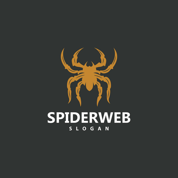 Logo de araña, vector animal de insectos, diseño vintage premium, símbolo de plantilla de icono - Vector, imagen