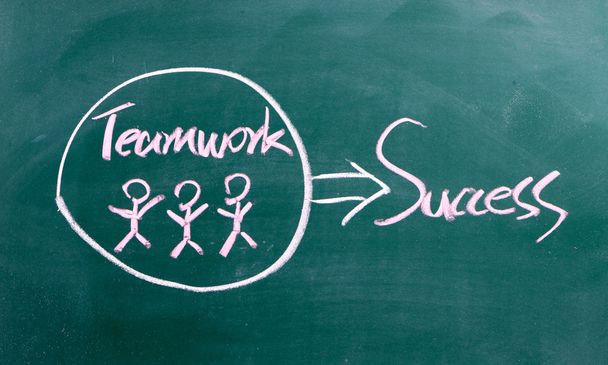 teamwork for success concept written on blackboard  - Фото, зображення