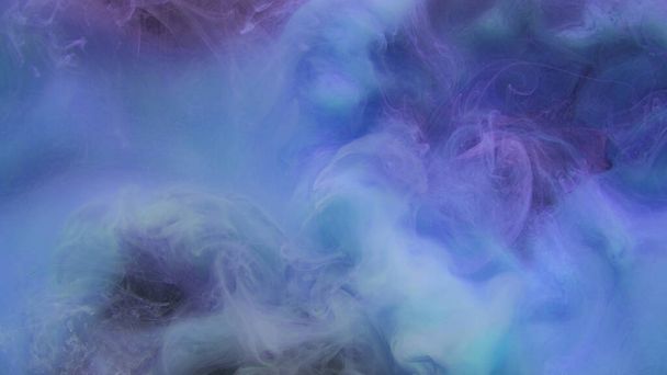 Color fog texture. Smoke cloud. Ink water. Ethereal haze. Blue glowing explosion mist floating abstract art background with free space. - Photo, image