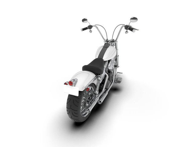 白いバイクは白い背景に隔離されている。3Dレンダリング-イラスト - 写真・画像