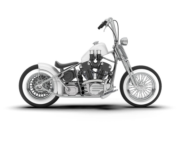 Білий мотоцикл ізольований на білому тлі. 3d візуалізація - ілюстрація
 - Фото, зображення