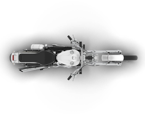 Witte motorfiets geïsoleerd op witte achtergrond. 3d weergave - illustratie - Foto, afbeelding