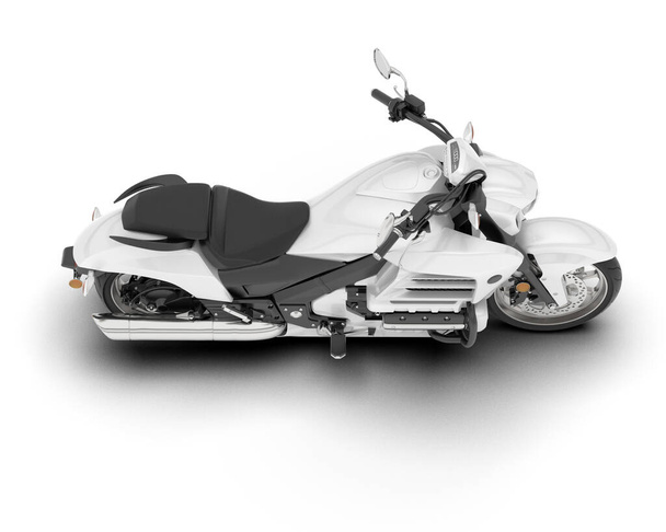 White motorcycle isolated on white background. 3d rendering - illustration - Photo, Image