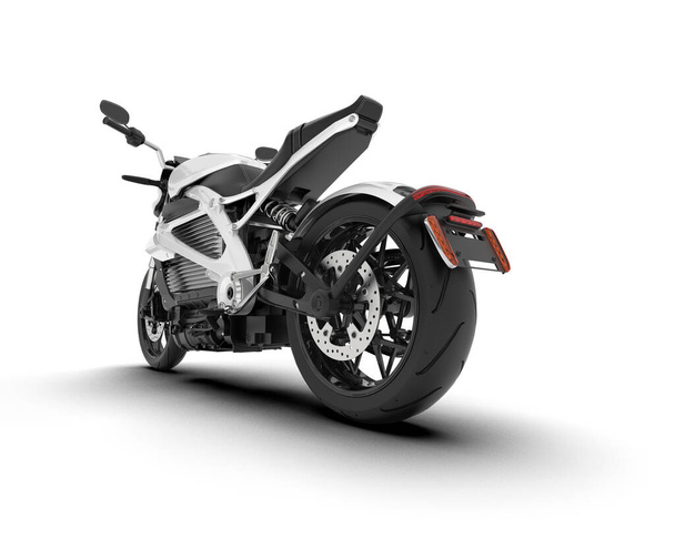 Bílá motocykl izolované na bílém pozadí. 3D vykreslování - ilustrace - Fotografie, Obrázek