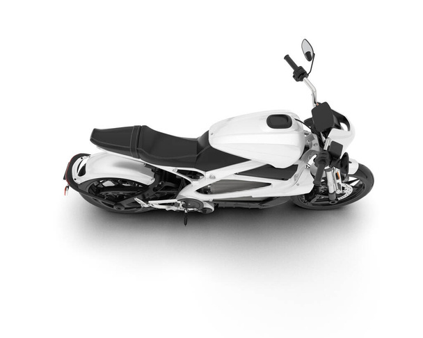 Moto blanche isolée sur fond blanc. rendu 3d - illustration - Photo, image