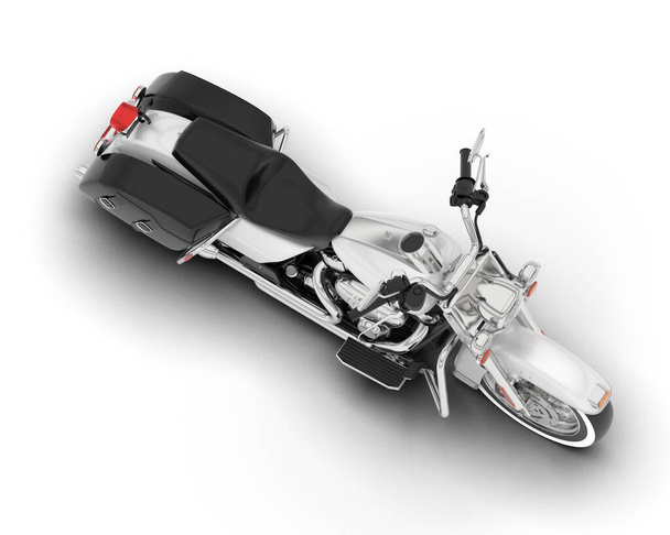 Белый мотоцикл изолирован на белом фоне. 3D рендеринг - иллюстрация - Фото, изображение