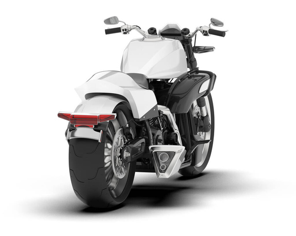 Moto blanco aislado sobre fondo blanco. representación 3d - ilustración - Foto, imagen