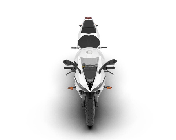 Moto blanco aislado sobre fondo blanco. representación 3d - ilustración - Foto, imagen