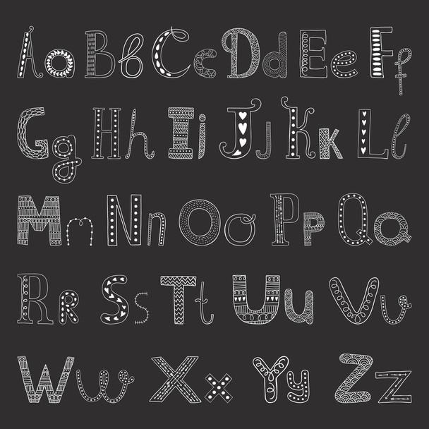 Vector hand drawn alphabet with decorative elements - Vector, afbeelding