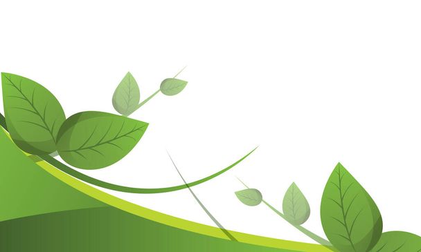 Abstract green leaves wave banner background. vector - Vector, Image