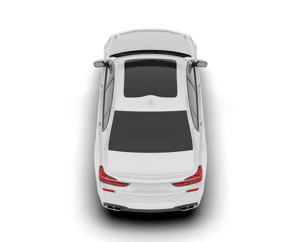 Weißes Stadtauto isoliert auf weißem Hintergrund. 3D-Darstellung - Illustration - Foto, Bild