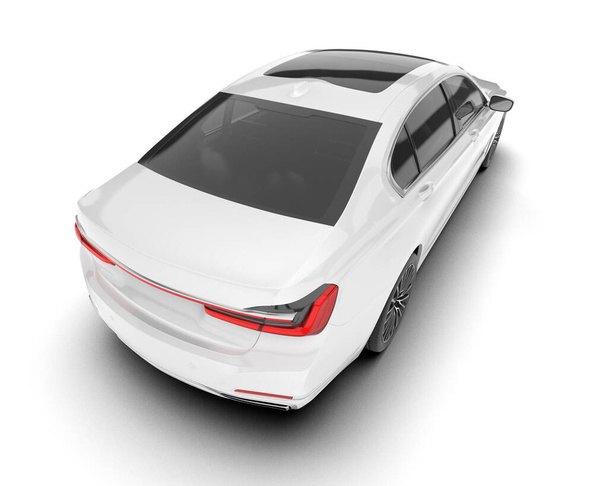 Weißes Stadtauto isoliert auf weißem Hintergrund. 3D-Darstellung - Illustration - Foto, Bild