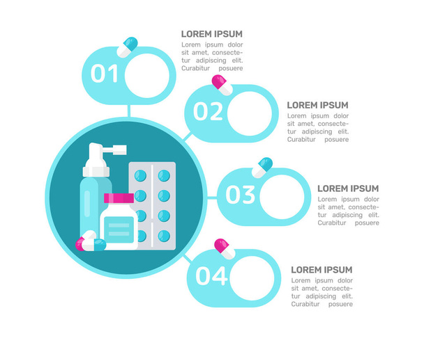 Healthcare infographic chart design template. Treatment for disease. Abstract vector infochart with blank copy spaces. Instructional graphics with 4 step sequence. Visual data presentation - Vetor, Imagem