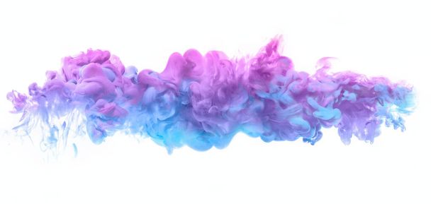 Kleur explosie. Acryl inkt in water op wit met kopie ruimte geïsoleerd - Foto, afbeelding