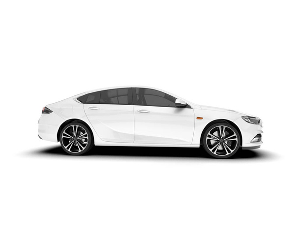 Білий міський автомобіль ізольований на білому тлі. 3d візуалізація - ілюстрація
 - Фото, зображення