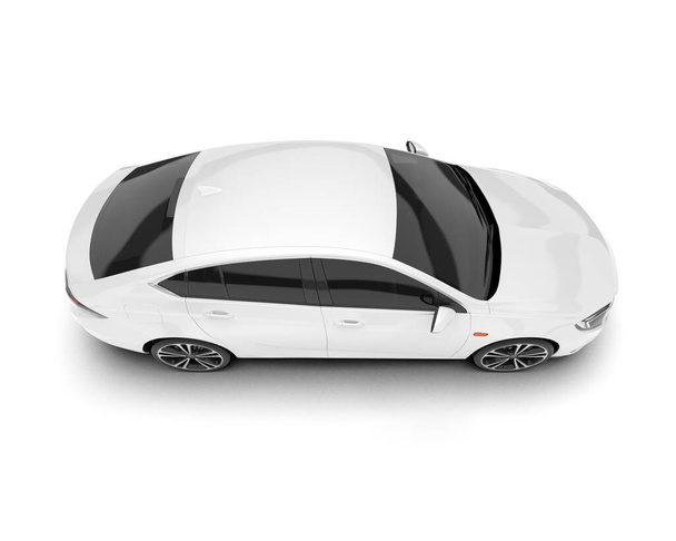 Білий міський автомобіль ізольований на білому тлі. 3d візуалізація - ілюстрація
 - Фото, зображення