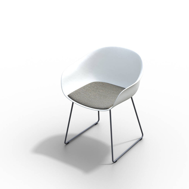 Beyaz arka planda izole edilmiş sandalye, iç mobilya, 3 boyutlu illüstrasyon, cg canlandırma - Fotoğraf, Görsel