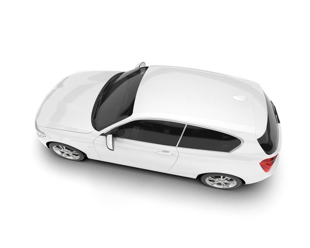 Weißer Sportwagen isoliert auf weißem Hintergrund. 3D-Darstellung - Illustration - Foto, Bild