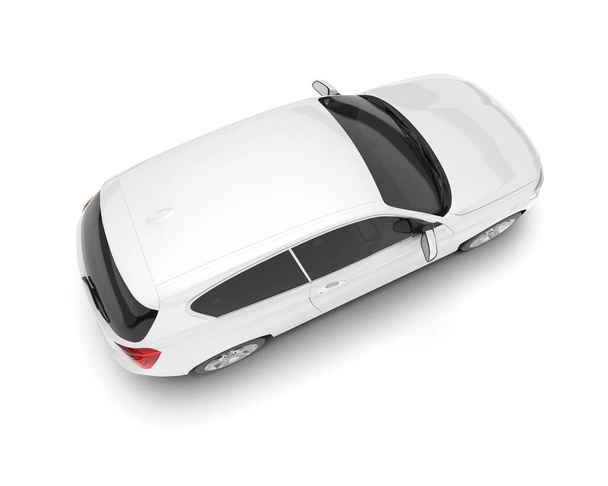 Carro esporte branco isolado no fundo branco. renderização 3d - ilustração - Foto, Imagem
