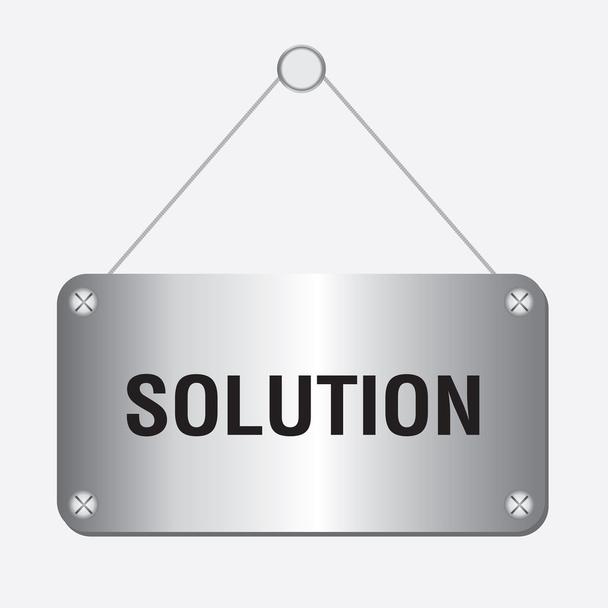 Silver metallic solutions sign hanging on the wall - Vector, Image