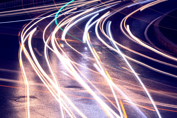 městské silniční auto světlé stezky - Fotografie, Obrázek