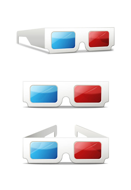 3d reális vektor készlet. 3D-s mozi szemüveg. Fehér alapon elszigetelve. - Vektor, kép
