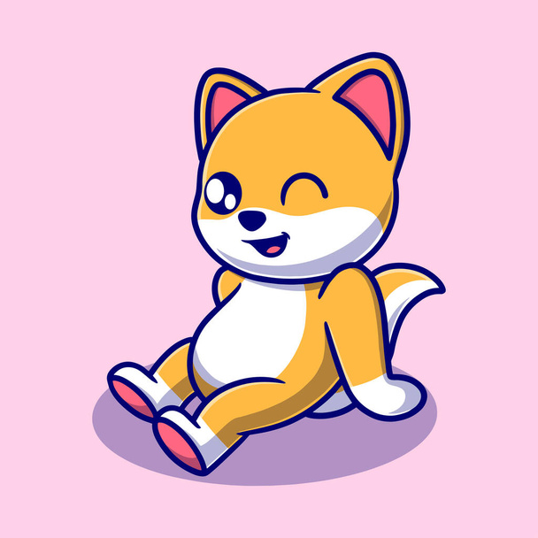 Free vector cute enjoy dog cartoon icon illustration. animal icon concept isolated. flat cartoon style - Vector, imagen